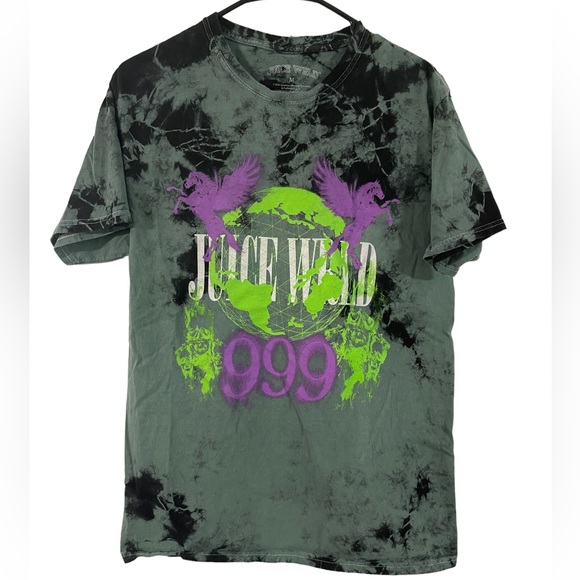 Juice Wrld Tops - Juice Wrld 999 Graphic T-Shirt Tie Dye Green / Black Sz Med